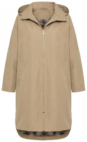 Ulla Popken 851764 Casaco oversize com capuz amovível Areia - Casacos - Casacos de Mulher em Tamanhos Grandes