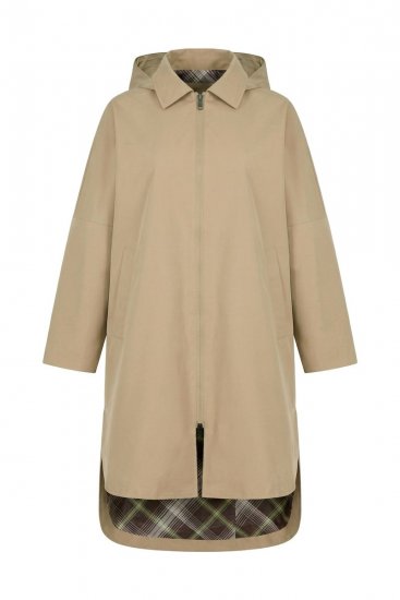 Ulla Popken 851764 Casaco oversize com capuz amovível Areia - Casacos - Casacos de Mulher em Tamanhos Grandes