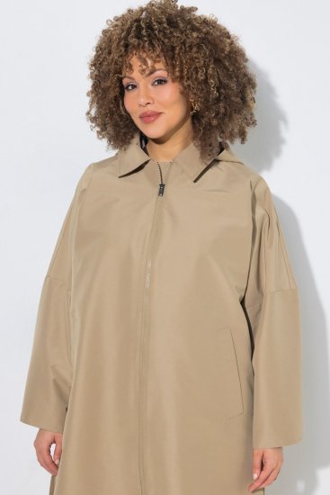 Ulla Popken 851764 Casaco oversize com capuz amovível Areia - Casacos - Casacos de Mulher em Tamanhos Grandes