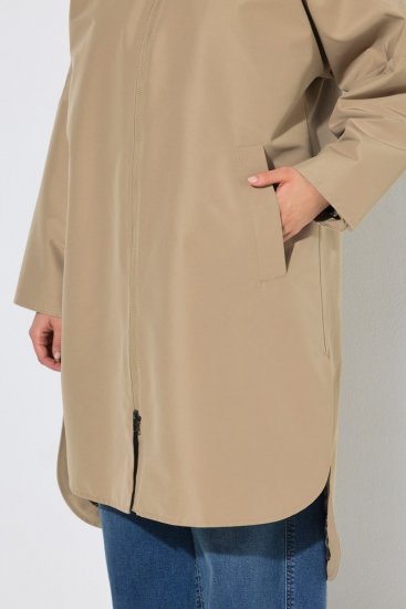 Ulla Popken 851764 Casaco oversize com capuz amovível Areia - Casacos - Casacos de Mulher em Tamanhos Grandes