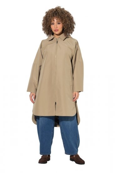 Ulla Popken 851764 Casaco oversize com capuz amovível Areia - Casacos - Casacos de Mulher em Tamanhos Grandes