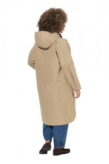Ulla Popken 851764 Casaco oversize com capuz amovível Areia - Casacos - Casacos de Mulher em Tamanhos Grandes