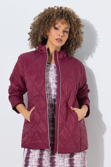 Ulla Popken 851777 Casaco acolchoado HYPRAR com gola alta Bordô - Jaquetas - Casacos plus size para mulher
