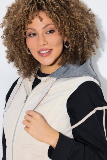 Ulla Popken 851781 Colete acolchoado com capuz Branco sujo - Coletes - 