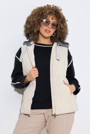 Ulla Popken 851781 Colete acolchoado com capuz Branco sujo - Coletes - 