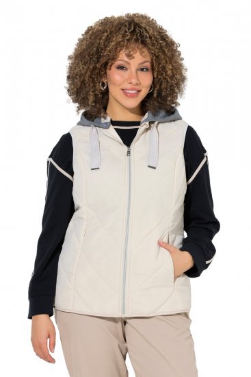 Ulla Popken 851781 Colete acolchoado com capuz Branco sujo - Coletes - 