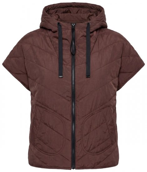 Ulla Popken 851785 Colete acolchoado oversize com capuz Castanho - Coletes - 