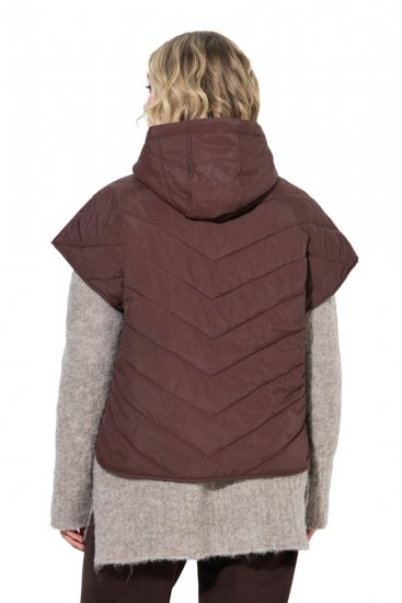 Ulla Popken 851785 Colete acolchoado oversize com capuz Castanho - Coletes - 