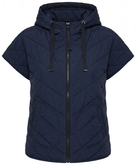 Ulla Popken 851785 Colete acolchoado oversize com capuz Azul-marinho - Coletes - 