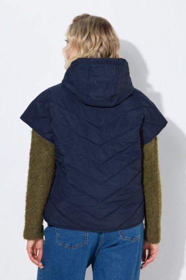 Ulla Popken 851785 Colete acolchoado oversize com capuz Azul-marinho - Coletes - 