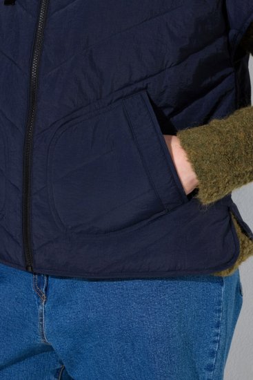 Ulla Popken 851785 Colete acolchoado oversize com capuz Azul-marinho - Coletes - 
