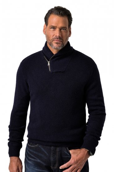 JP1880 851795 Camisola de malha com gola xaile Azul-marinho TALL - TALL camisolas - Sweatshirts TALL para Homem Alto