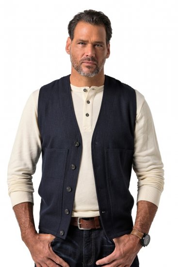 JP1880 851800 Colete de tweed em espinha Azul-marinho - Fatos - Fatos de Homem Tamanhos Grandes