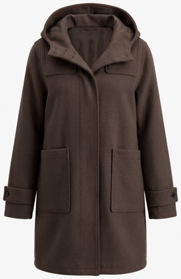 Ulla Popken 851803 Duffle coat Castanho escuro - Casacos - Casacos de Mulher em Tamanhos Grandes