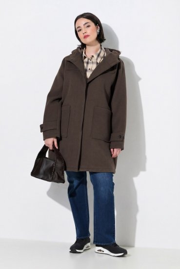 Ulla Popken 851803 Duffle coat Castanho escuro - Casacos - Casacos de Mulher em Tamanhos Grandes