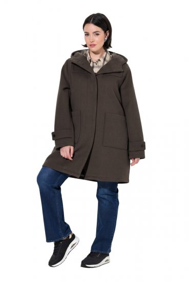 Ulla Popken 851803 Duffle coat Castanho escuro - Casacos - Casacos de Mulher em Tamanhos Grandes
