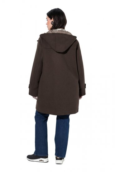 Ulla Popken 851803 Duffle coat Castanho escuro - Casacos - Casacos de Mulher em Tamanhos Grandes