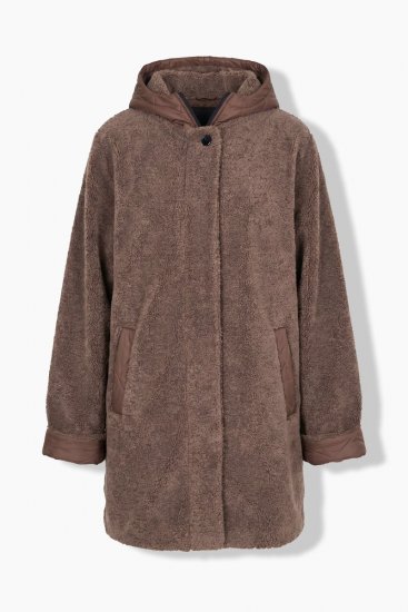 Ulla Popken 851809 Casaco teddy Castanho claro - Jaquetas - Casacos plus size para mulher