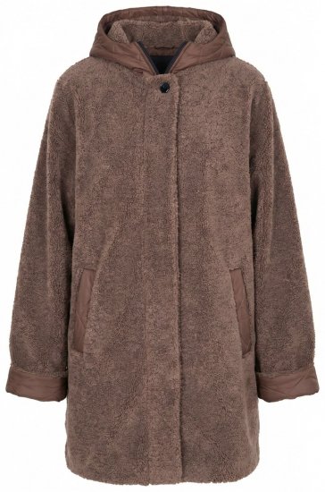Ulla Popken 851809 Casaco teddy Castanho claro - Jaquetas - Casacos plus size para mulher