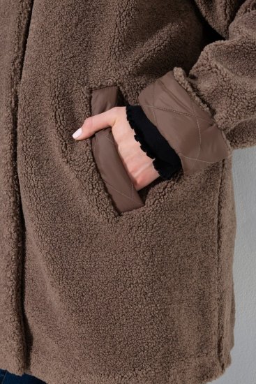 Ulla Popken 851809 Casaco teddy Castanho claro - Jaquetas - Casacos plus size para mulher
