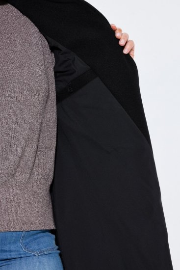 Ulla Popken 851827 Casaco evasê efeito lã Preto - Casacos - Casacos de Mulher em Tamanhos Grandes