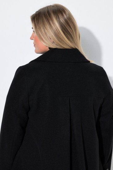 Ulla Popken 851827 Casaco evasê efeito lã Preto - Casacos - Casacos de Mulher em Tamanhos Grandes