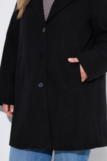 Ulla Popken 851829 Sobretudo de lã Preto - Casacos - Casacos de Mulher em Tamanhos Grandes