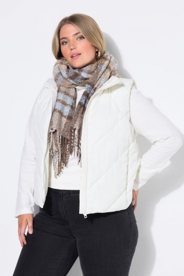 Ulla Popken 851833 Colete acolchoado com gola alta Branco sujo - Coletes - 