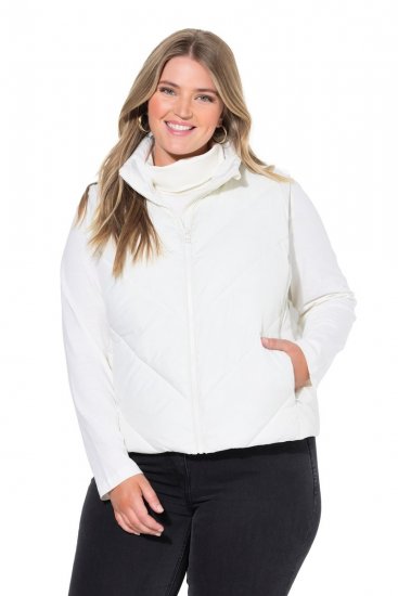 Ulla Popken 851833 Colete acolchoado com gola alta Branco sujo - Coletes - 