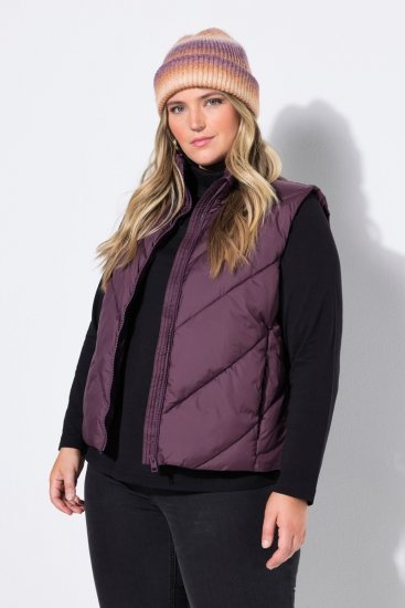 Ulla Popken 851833 Colete acolchoado com gola alta Castanho - Coletes - 