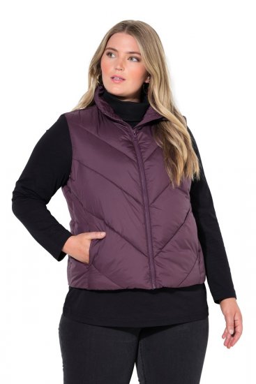 Ulla Popken 851833 Colete acolchoado com gola alta Castanho - Coletes - 
