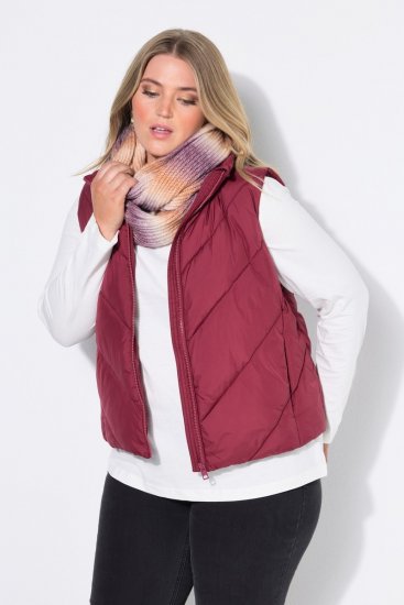 Ulla Popken 851833 Colete acolchoado com gola alta Vermelho - Coletes - 