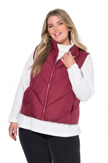 Ulla Popken 851833 Colete acolchoado com gola alta Vermelho - Coletes - 