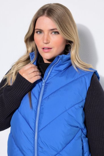 Ulla Popken 851833 Colete acolchoado com gola alta Azul - Coletes - 