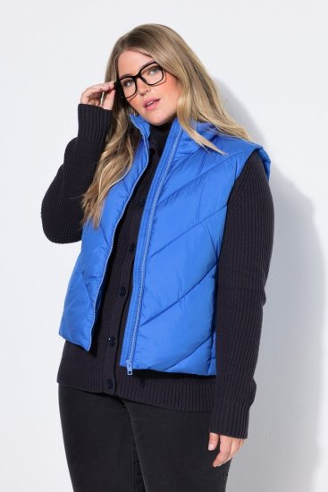 Ulla Popken 851833 Colete acolchoado com gola alta Azul - Coletes - 