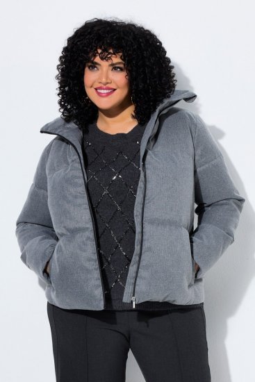 Ulla Popken 851854 Casaco acolchoado Cinzento mesclado - Jaquetas - Casacos plus size para mulher