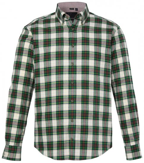 JP1880 851877 Camisa de flanela aos quadrados de manga comprida Verde escuro TALL - TALL camisas - Camisas TALL para Homens Altos