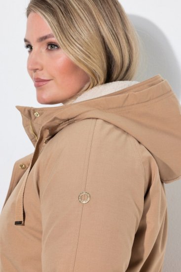 Ulla Popken 852028 Parka Bege - Casacos - Casacos de Mulher em Tamanhos Grandes