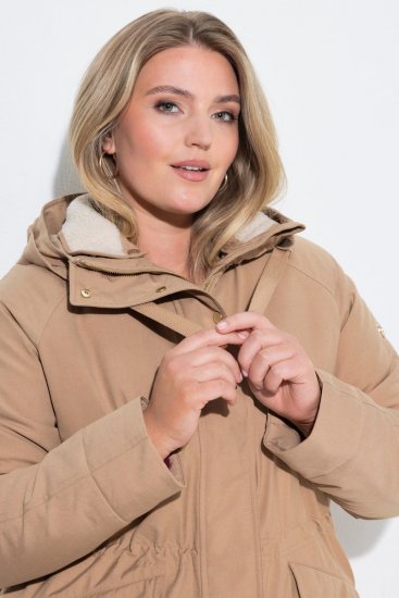 Ulla Popken 852028 Parka Bege - Casacos - Casacos de Mulher em Tamanhos Grandes