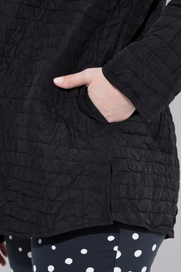 Ulla Popken 852076 Casaco de crepe acolchoado com gola alta Preto - Jaquetas - Casacos plus size para mulher