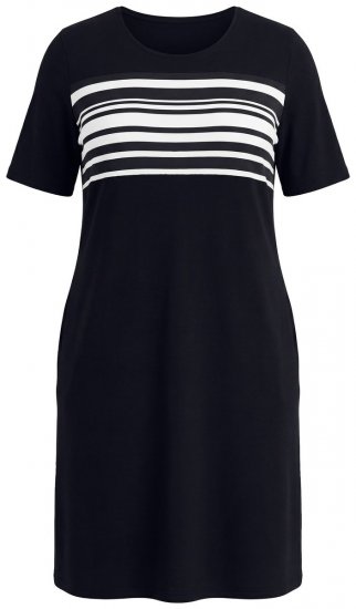 Ulla Popken 852079 Vestido t-shirt às riscas Preto - Vestidos - Vestidos para todos os tamanhos