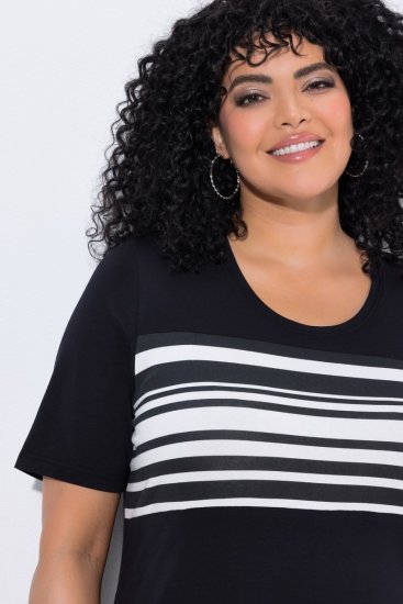 Ulla Popken 852079 Vestido t-shirt às riscas Preto - Vestidos - Vestidos para todos os tamanhos