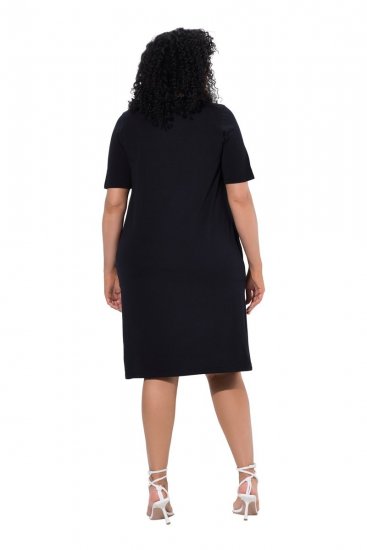 Ulla Popken 852079 Vestido t-shirt às riscas Preto - Vestidos - Vestidos para todos os tamanhos