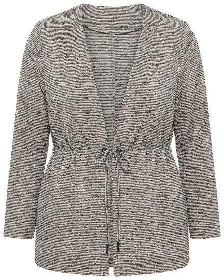 Ulla Popken 852086 Casaco às riscas com cordão Taupe - Cardigans - Casacos de malha femininos plus size
