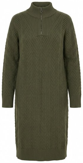 Ulla Popken 852121 Vestido de malha de manga comprida com gola alta Caqui - Vestidos de malha - 