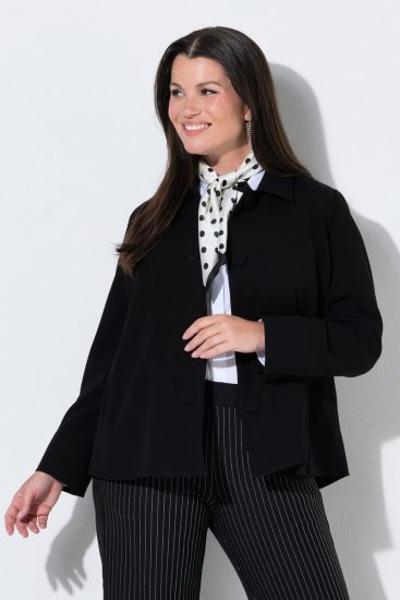 Ulla Popken 852167 Blazer com gola de camisa Preto - Blazers e Coletes - Blazers em Tamanhos Grandes