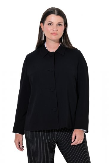 Ulla Popken 852167 Blazer com gola de camisa Preto - Blazers e Coletes - Blazers em Tamanhos Grandes