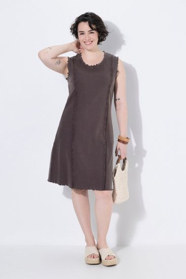 Ulla Popken 852190 Vestido de jersey Castanho mogno - Vestidos de verão - Vestidos de verão plus size