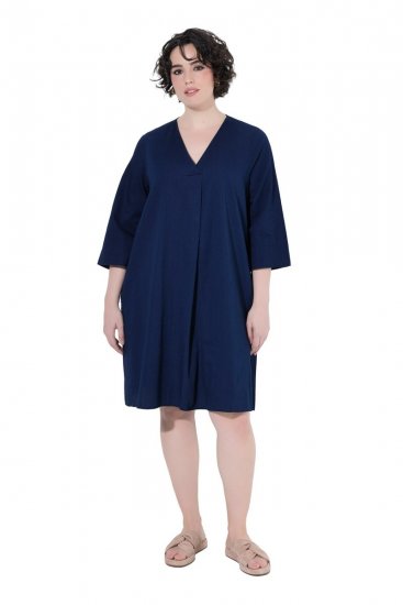 Ulla Popken 852191 Vestido de ganga com bolsos Azul ganga - Vestidos - Vestidos para todos os tamanhos