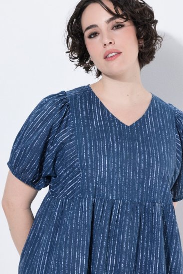 Ulla Popken 852214 Vestido midi às riscas Azul-marinho - Vestidos midi - Vestidos Midi Tamanhos Grandes